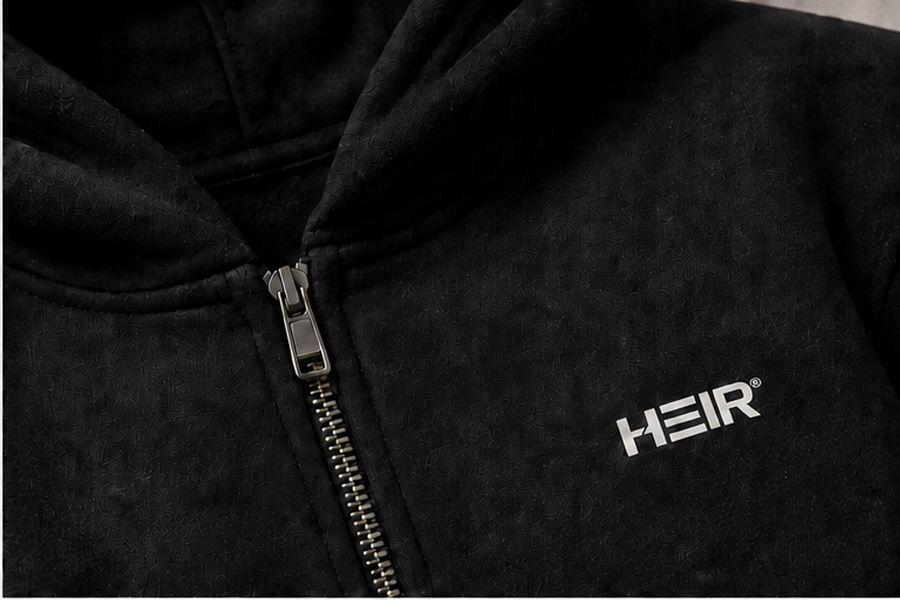 Bridge Zip — Hood opening and chest wordmark