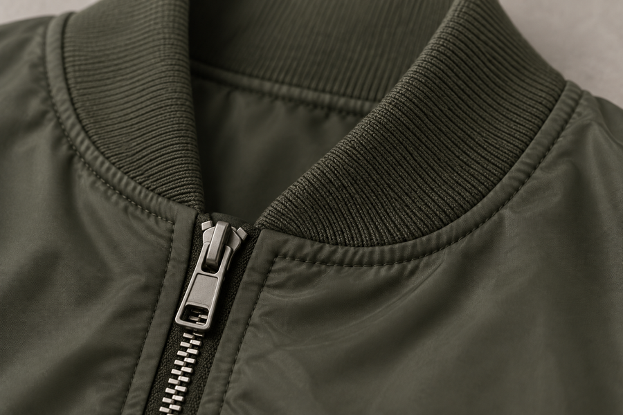 Minimal MA-1 — Rib collar and metal zip
