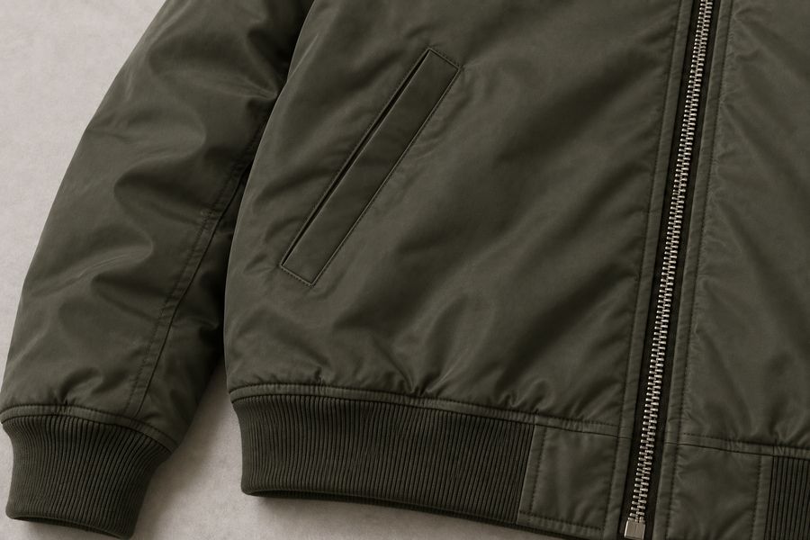Minimal MA-1 — Welt pocket and rib hem