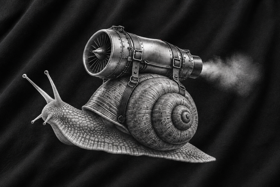 Turbo Snail Graphic T-Shirt — The graphic, up close